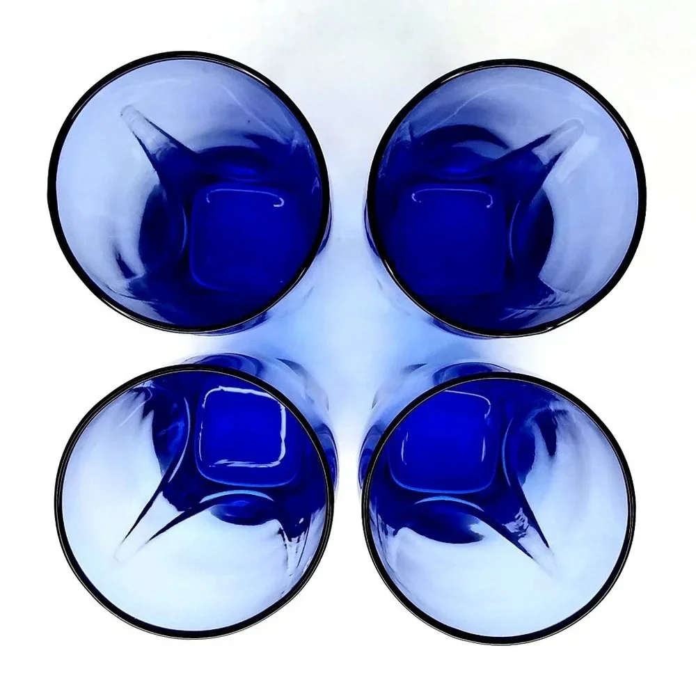 Libbey Melody Coolers Glasses Cobalt Blue 18oz Set of 4 New in Box